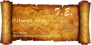Tihanyi Erik névjegykártya